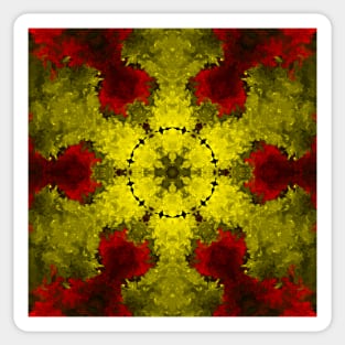 Psychedelic Kaleidoscope Flower Red and Yellow Sticker